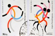 stamp, portugal, paralympic, disabled athletes, runner, disabled