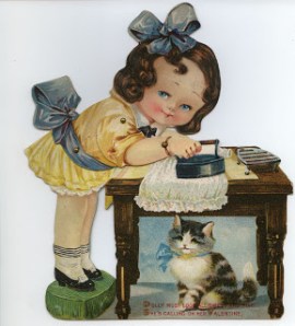 little girl ironing